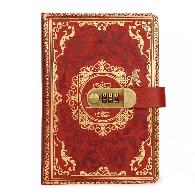 A5 password diary with lock, imitation leather cover, 80gsm wood-free paper, business office notebook