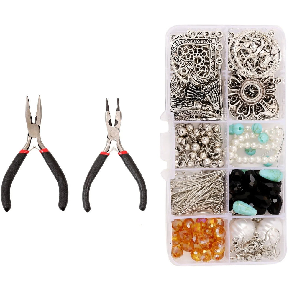 DIY earring set with heart-shaped alloy components in multiple colours, electroplated finish, in suit bag