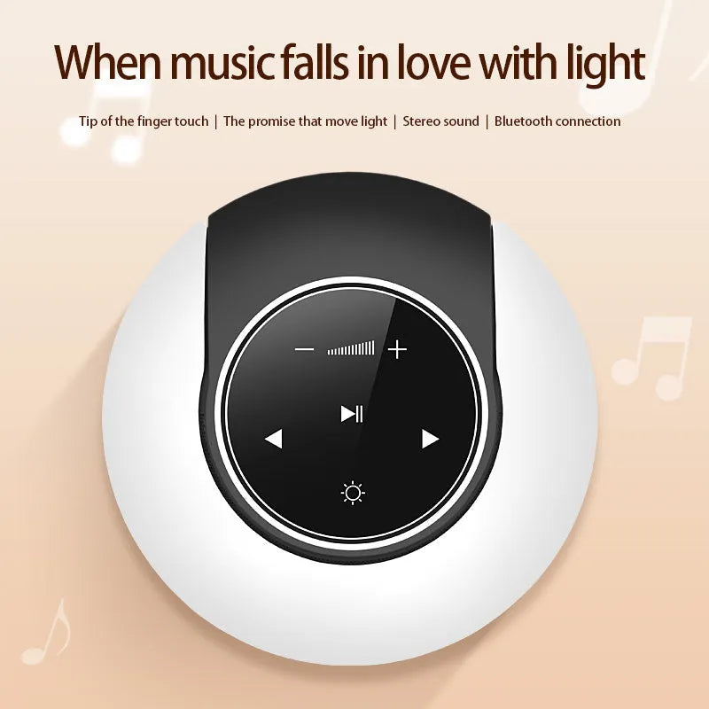 Blue folding Bluetooth desk lamp speaker with touch controls and LED lighting