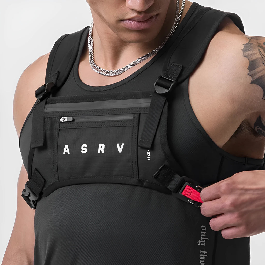 Men's outdoor sports multi-pocket fitness bag in Army Green colour with curved shoulder strap