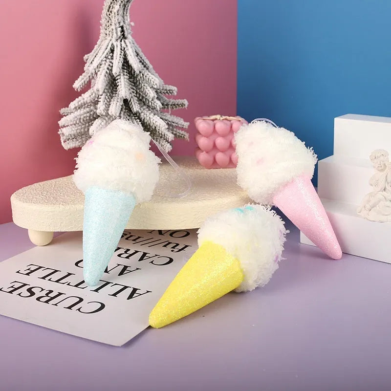 Foam Christmas pendant in macaron colours, Korean style, Ice Cream Cake shape, available in Blue Pink Yellow