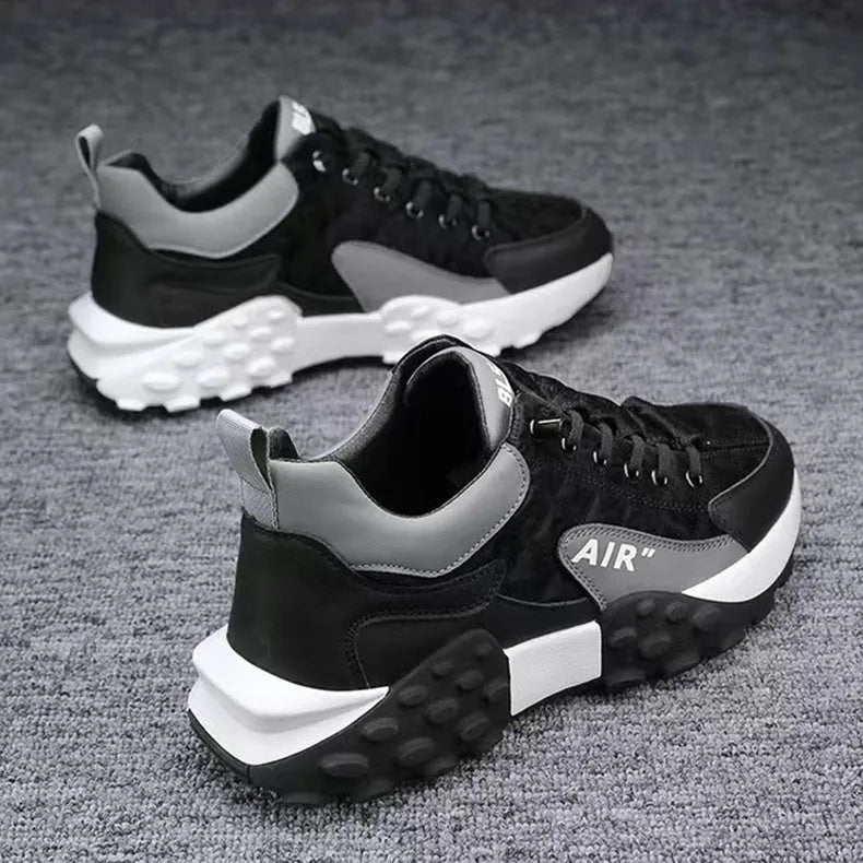 Men's breathable lightweight non-slip running shoes in Beige upgrade, artificial leather and fabric upper, rubber and EVA sole