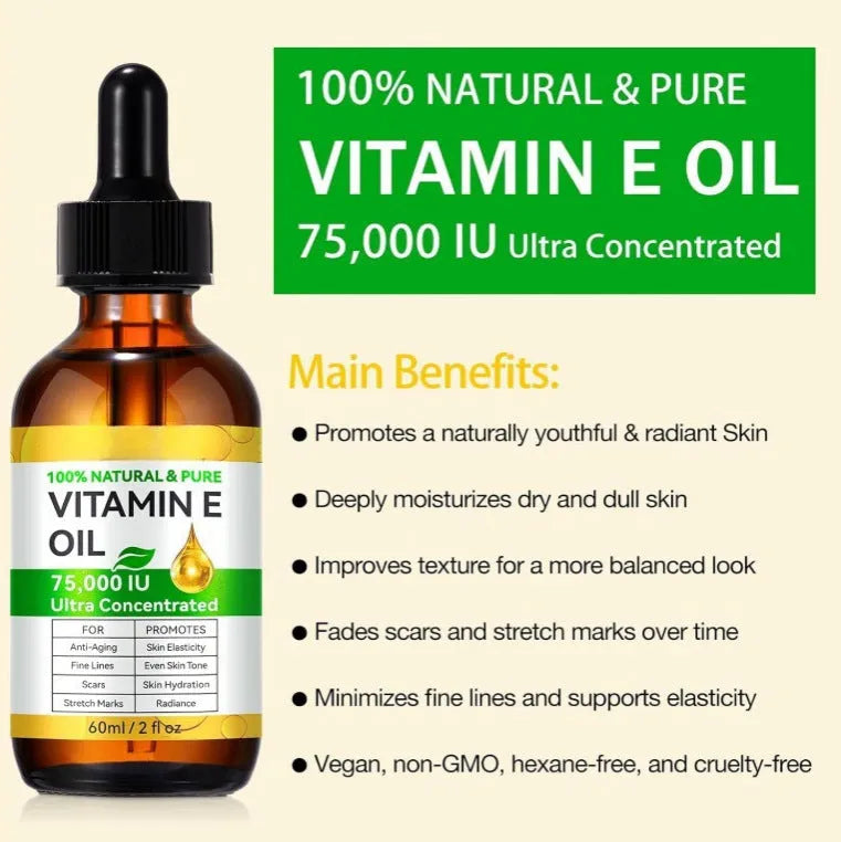Vitamin E oil 60ml bottle for face and body moisturising
