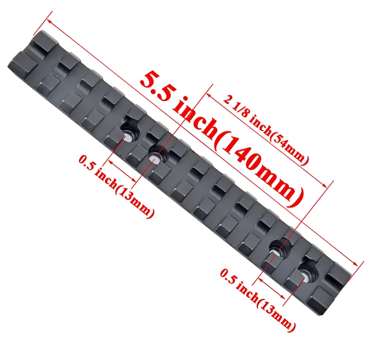 Black anodised aluminium Weaver/Picatinny shotgun scope mount rail with screws and Allen key.