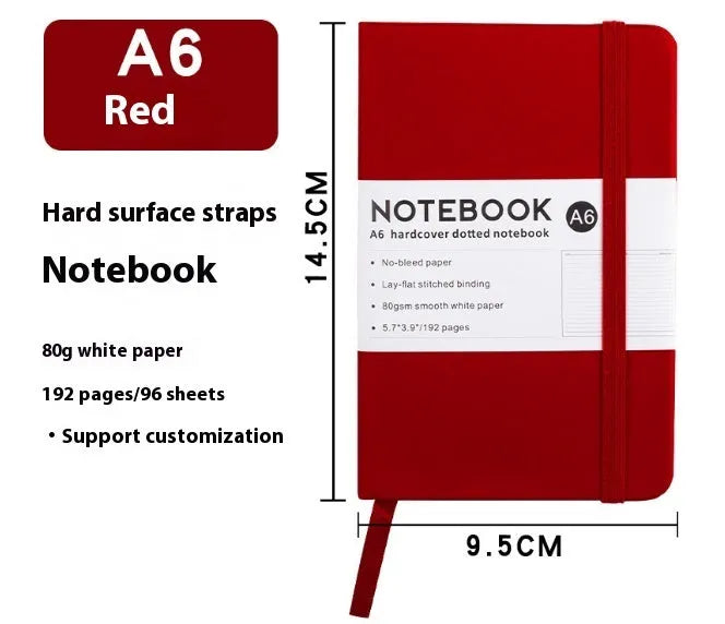 A5 office diary with hand skin feeling PU leather strap cover and lined inner pages
