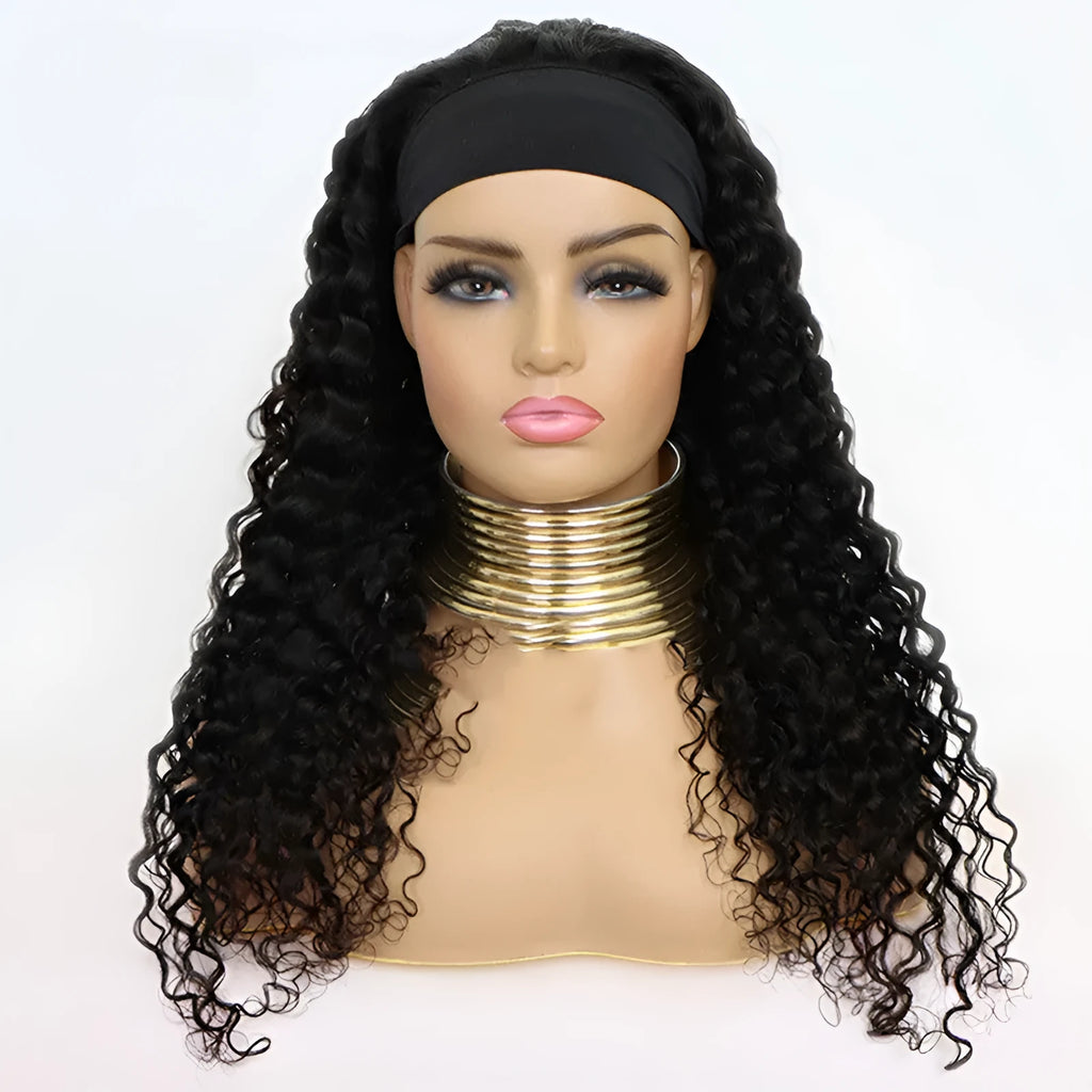 Brazilian Water Wave headband human hair wig photo colour option for ladies