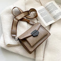 Vintage-style PU leather crossbody bag in black, shown with dimensions for scale.