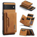 Leather magnetic card holder phone case for Google Pixel, hand-woven finish, multiple colours