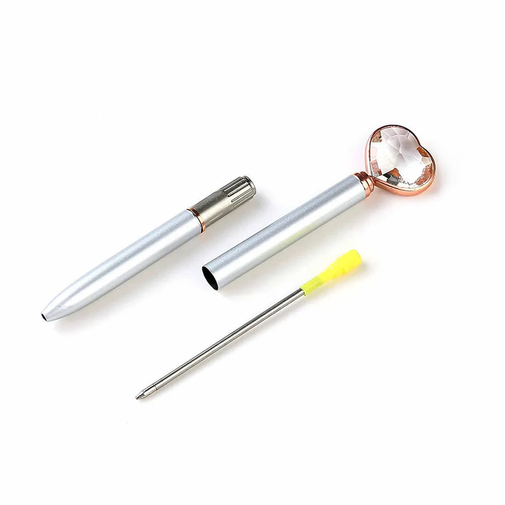 Creative Crystal Love Ball Metal Pen in golden, rose gold, or silver colour with crystal detail