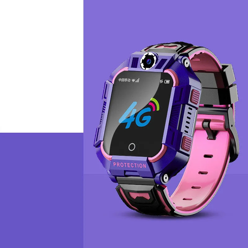 Children's A63 GPS smart watch with green silicone wristband and touchscreen display