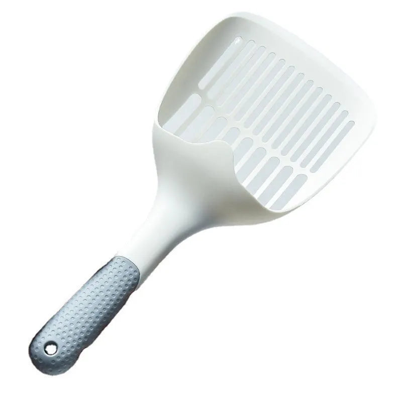 White plastic cat litter scoop with storage base for pet hygiene