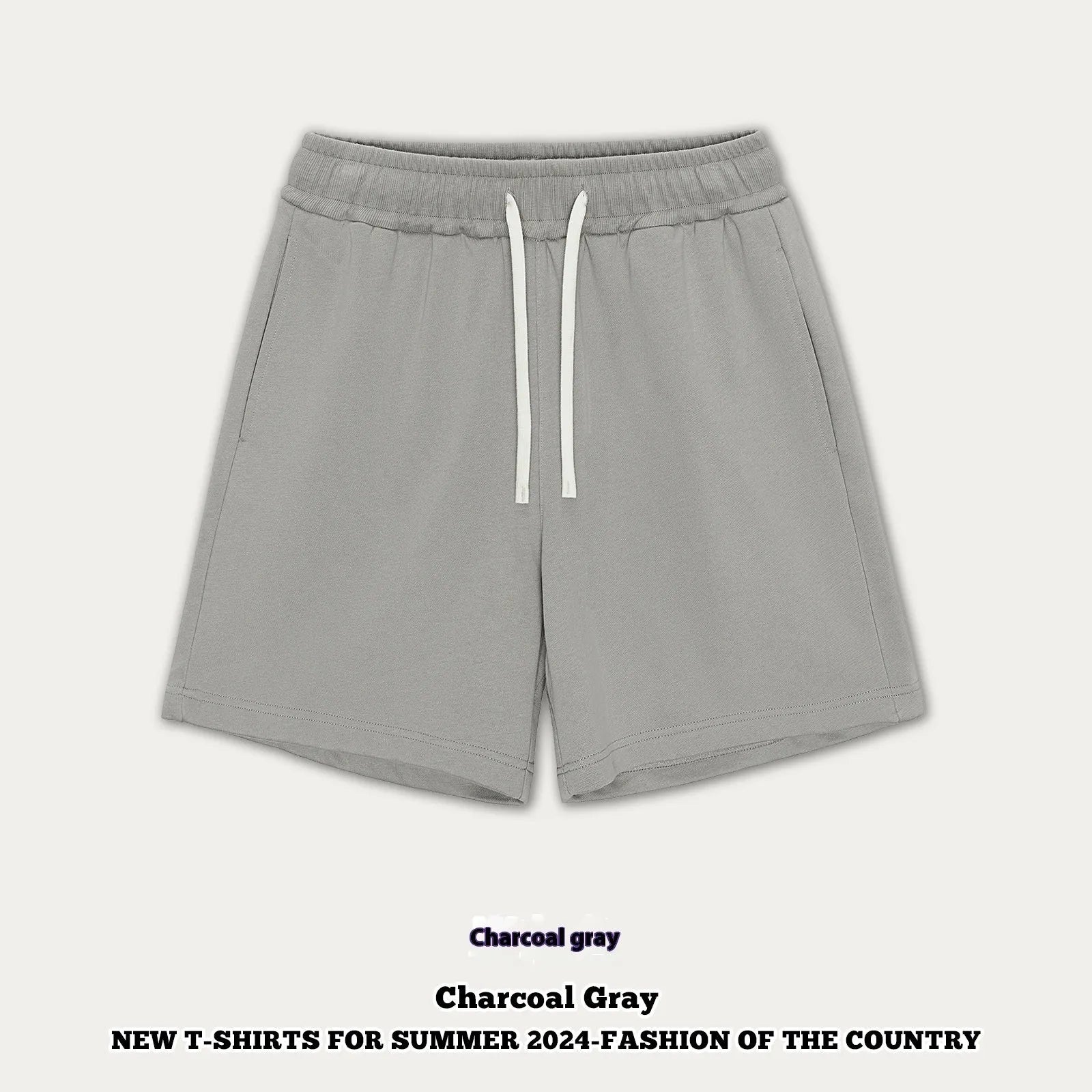 Cotton denim loose fit casual shorts for babies in charcoal grey colour