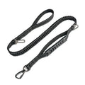 Retractable reflective dog leash with nylon traction belt in black, orange or khaki colour options