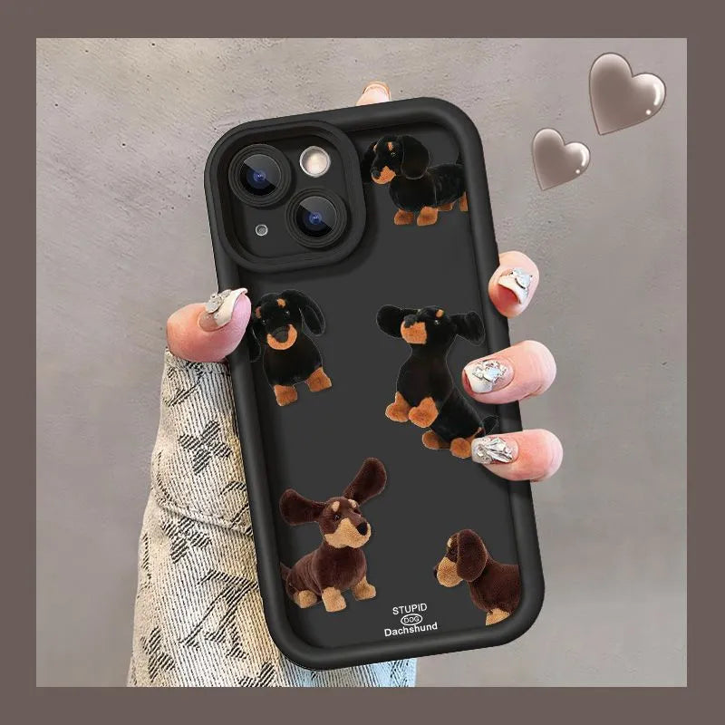 Cream TPU sausage dog phone case shockproof for iPhone 13