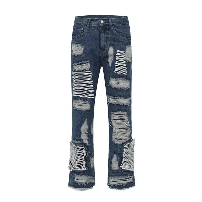 Men's straight fit cotton mop trousers in black, mid waist with zip placket, size XL to 3XL