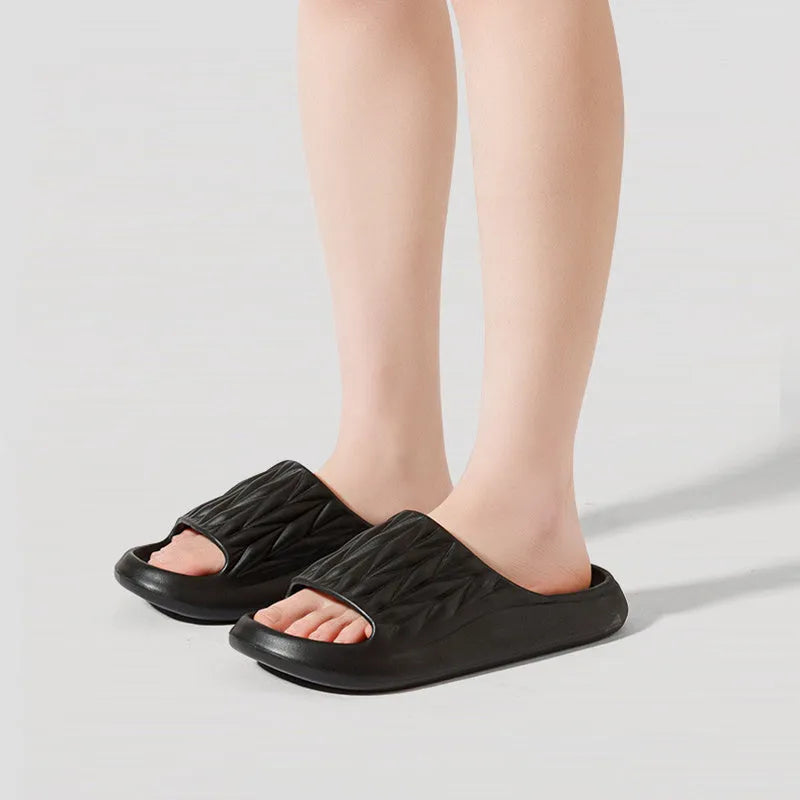 Leaf texture design EVA household slippers with non-slip soles in various colours