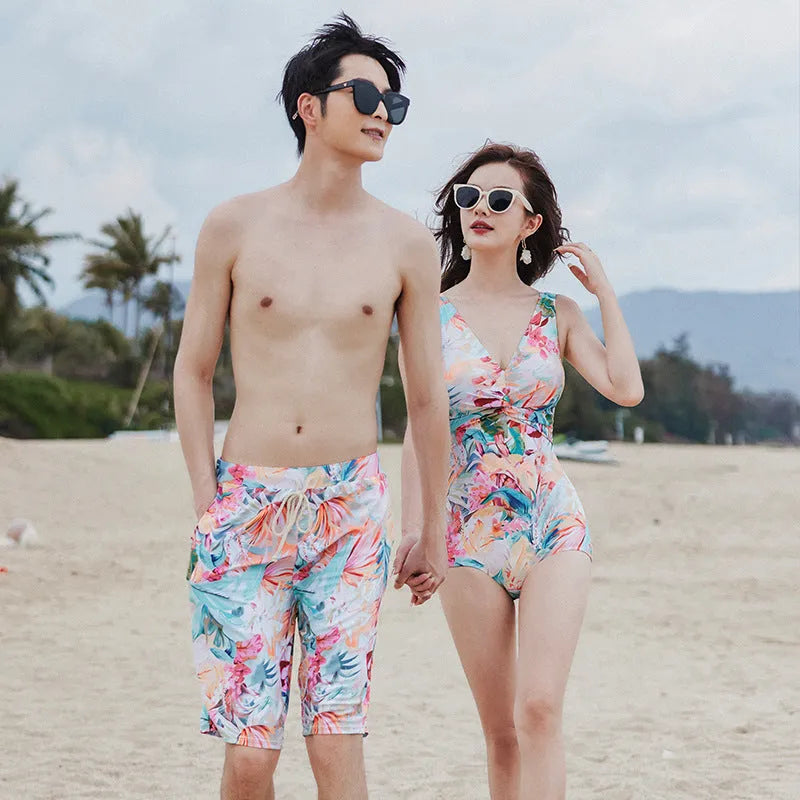 Women's conservative one-piece swimsuit with skirt in chemical fibre blend, backless pattern, polyester and spandex