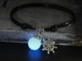 Luminous hand-woven bracelet with wax string chain and zinc alloy anchor pendant in Sapphire Blue