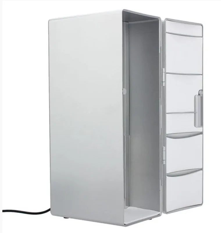 Mini USB fridge in compact 12x8.5x25cm size with USB cable, cooling and heating function