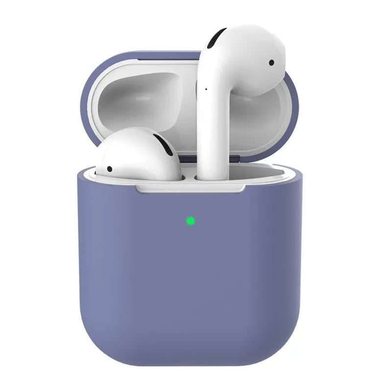 Silicone clamshell protective case for Apple AirPods 2 in multiple colour options.