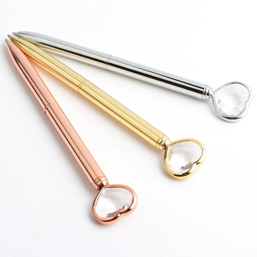 Creative Crystal Love Ball Metal Pen in golden, rose gold, or silver colour with crystal detail