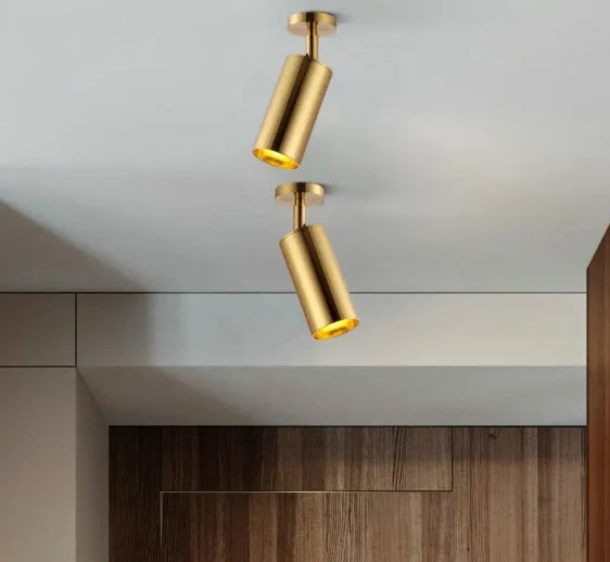 Nordic all-aluminium ceiling light with LED lamp, electroplated gold surface, yellow colour