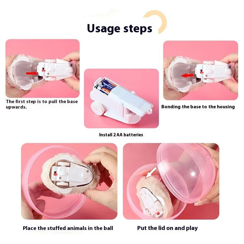 Universal hamster rolling ball with interchangeable plush shells in beige, pink, white, and yellow designs