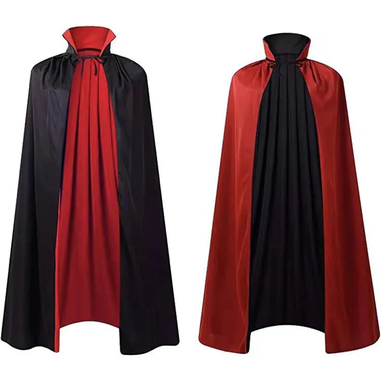 Black satin hooded cloak for children's Halloween wizard or vampire costumes