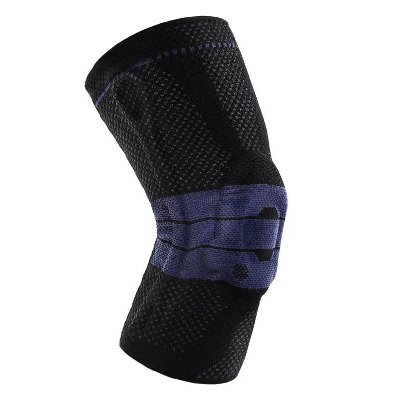 Adult basketball sports kneecaps in nylon-spandex material showing black and blue colour option