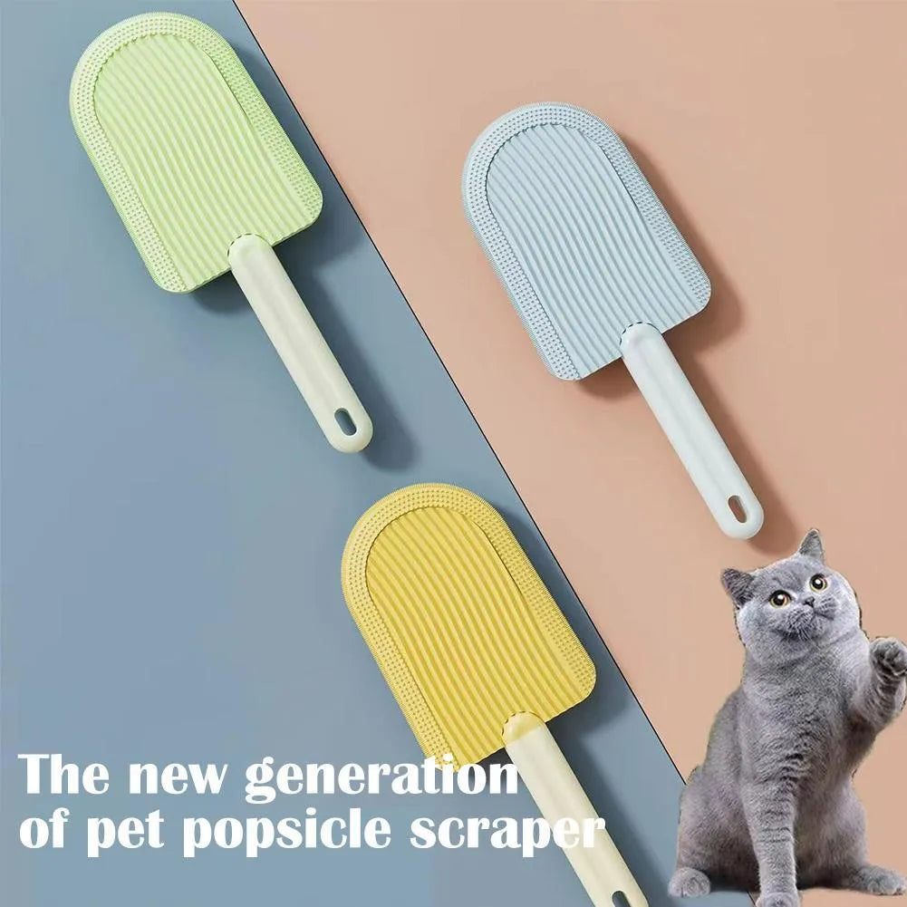 Green ice cream pet shaver grooming brush for cats and dogs with soft silicone bristles