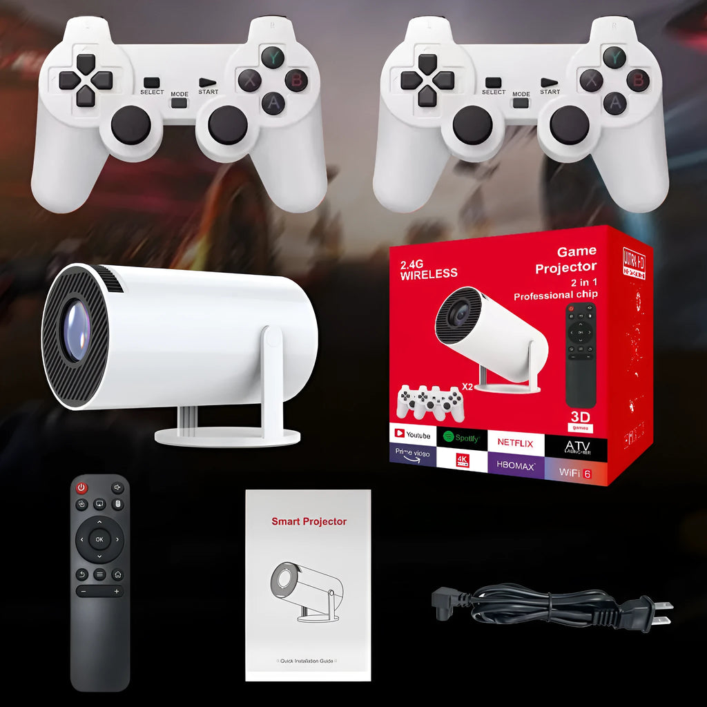 M300MAX portable home projection game machine in red or white packaging with handles