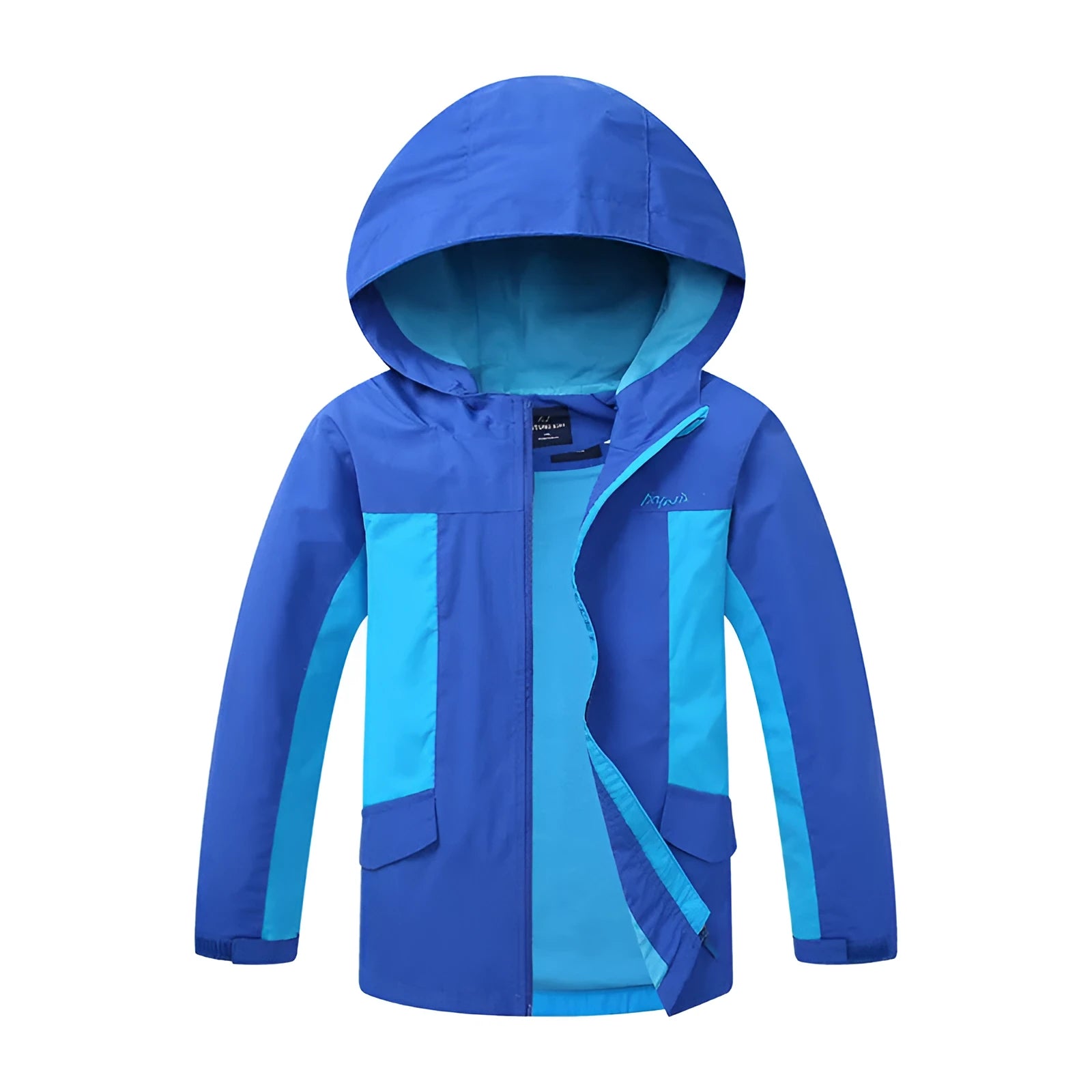 Boys' thin blue acetate jacket with long sleeves and front zipper for children over 140cm tall
