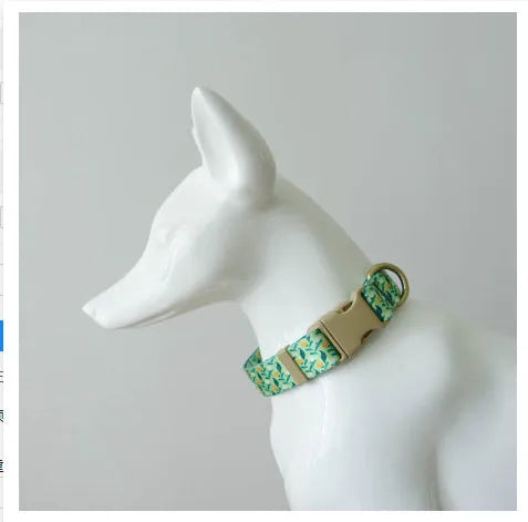 Floral pattern nylon ribbon pet collar in Hanada colour with adjustable sizing from XS to XL