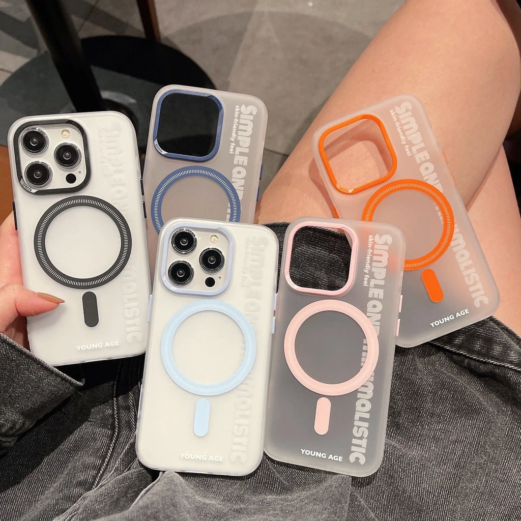 Simple magnetic TPU phone case in black, all-inclusive design compatible with iPhone 15, 16 series