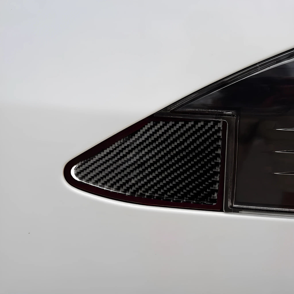 Carbon fibre patterned decorative sticker for vehicle USB charging port panel with 3M adhesive backing.