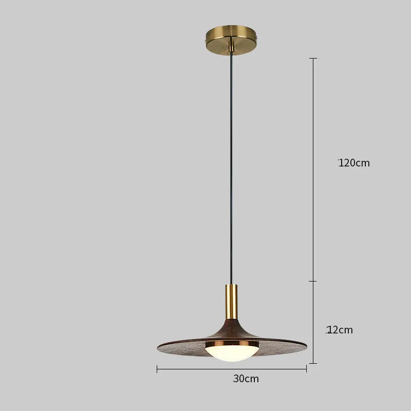New Chinese style walnut wood and copper bar chandelier with fish line design