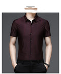 Woodpecker men's short sleeve vinylon shirt in blue, front view