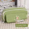 Canvas button pencil case in green, beige, blue or grey with capacity for 80 pens
