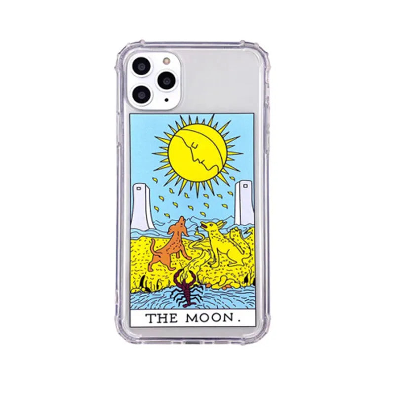 Creative Mythology Comic phone case with sun and moon graffiti cartoon designs on silicone TPU back cover