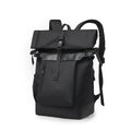 Men's multi-functional outdoor travel business backpack in black waterproof nylon