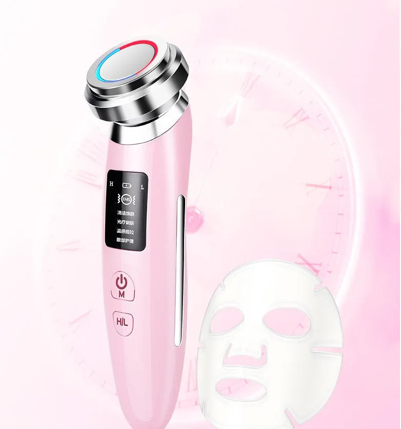 Pink skin rejuvenation instrument for facial cleansing and treatment