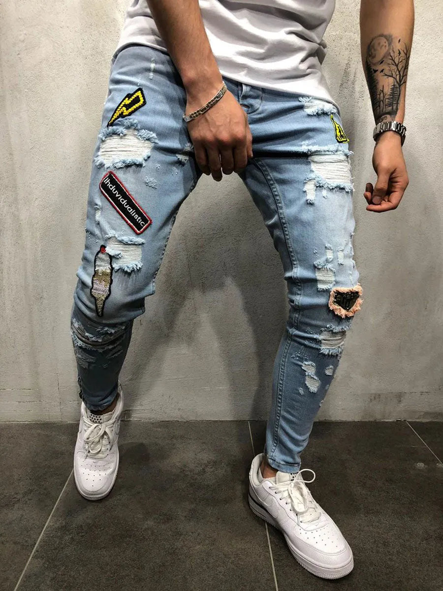 Men's casual pencil trousers low waist flat front retro style cotton polyester blend black