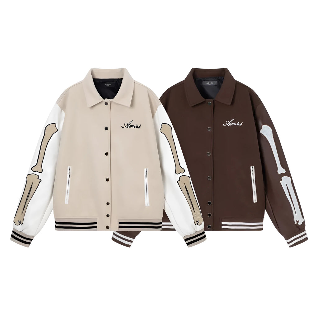 Women's cotton woolen jacket with embroidered stickers bone design in apricot colour