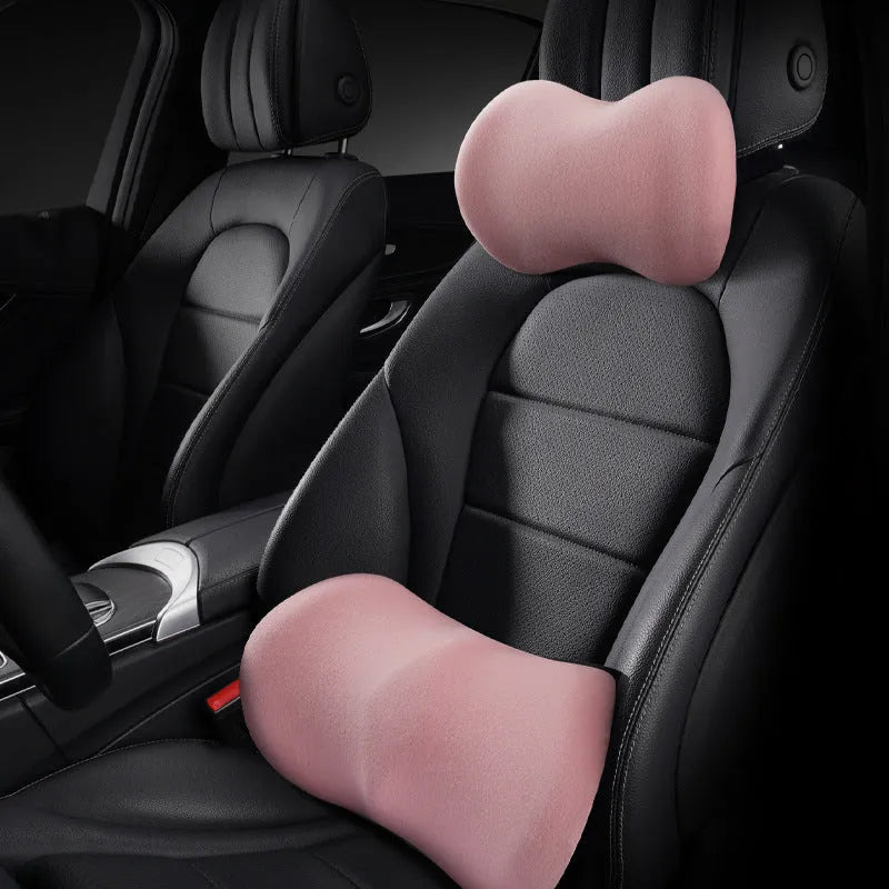 Car seat headrest pillow and lumbar support cushion set in one of five colour options