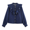 Women's solid colour shirt and trousers set with button detail, polyester blend, sizes XS to L