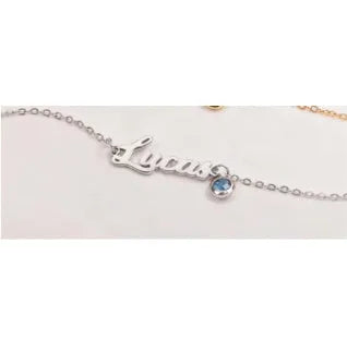 English Name Birthstone Anklet Simple Korean Style unisex jewellery gold silver electroplated alloy inlaid artificial gem