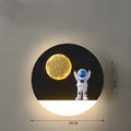 Astronaut-shaped bedside wall lamp with small shelf in black or white round or square design