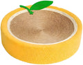 Yellow round sisal cat scratching board and bed for small breeds.