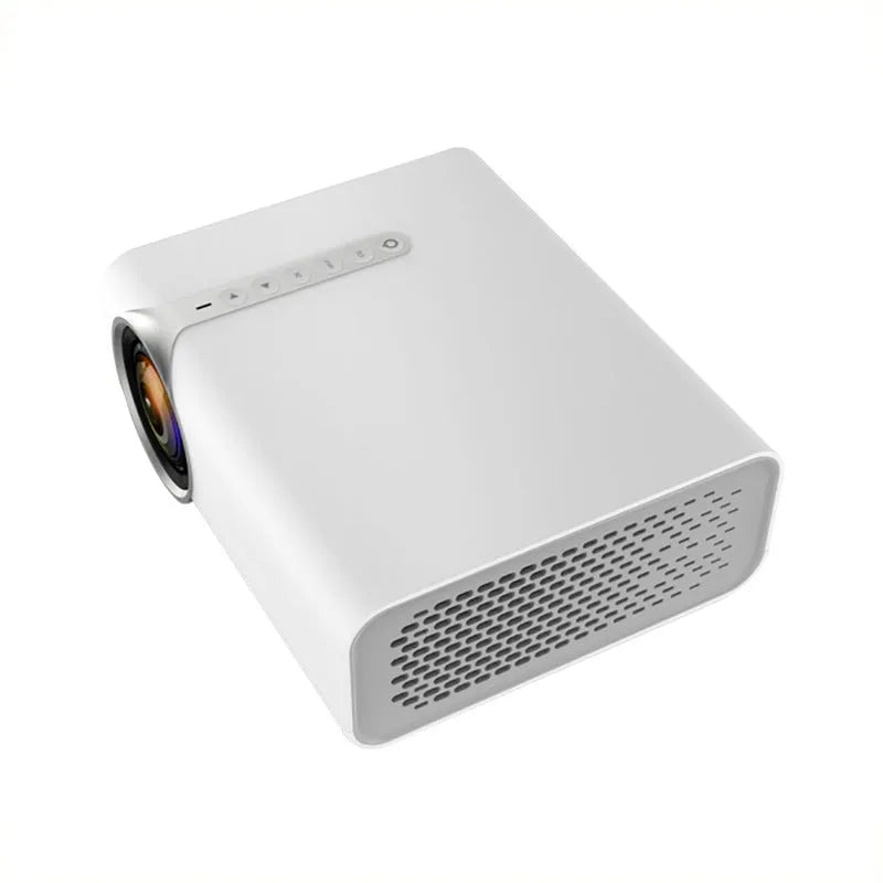 Black YG530 mini mobile phone projector on table projecting image on wall