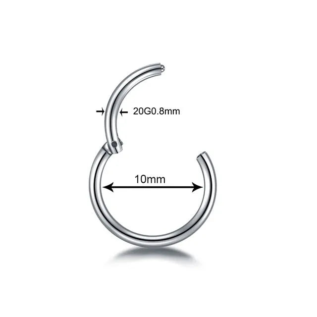 G23 titanium segment hinged clicker ring for septum nose piercing in rainbow colour finish